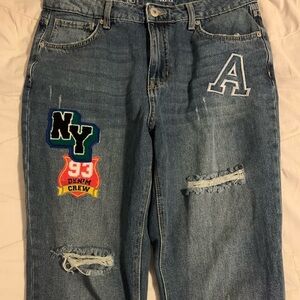 Embroidered Patch Work Distressed Jeans